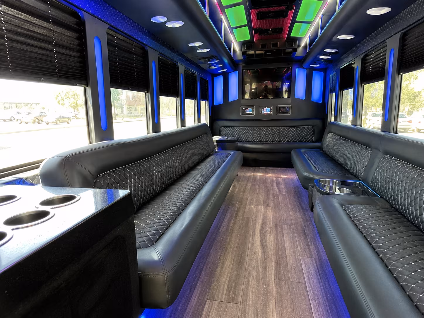 savannah 15 passenger party bus inside