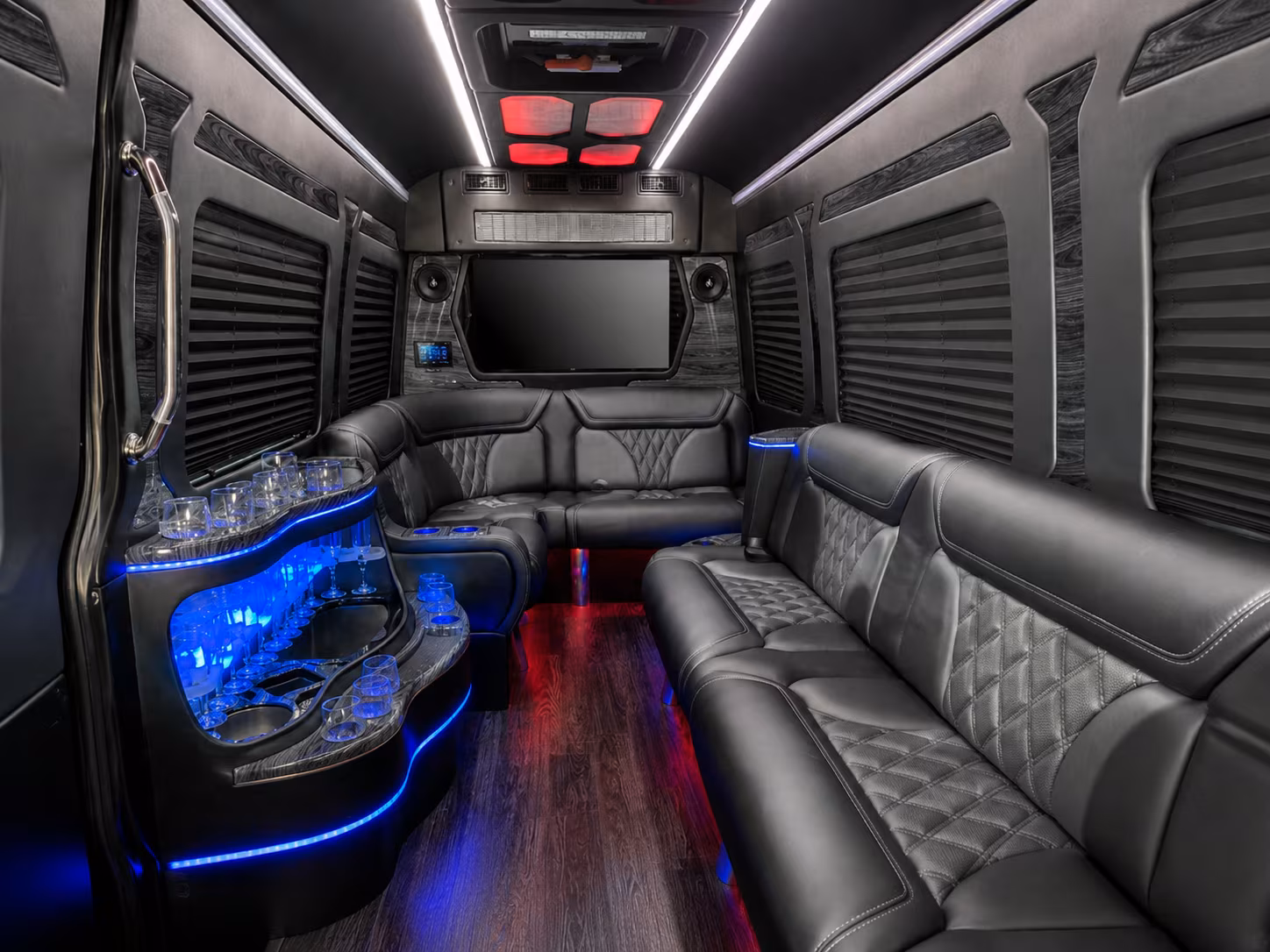 savannah 18 passenger party bus inside