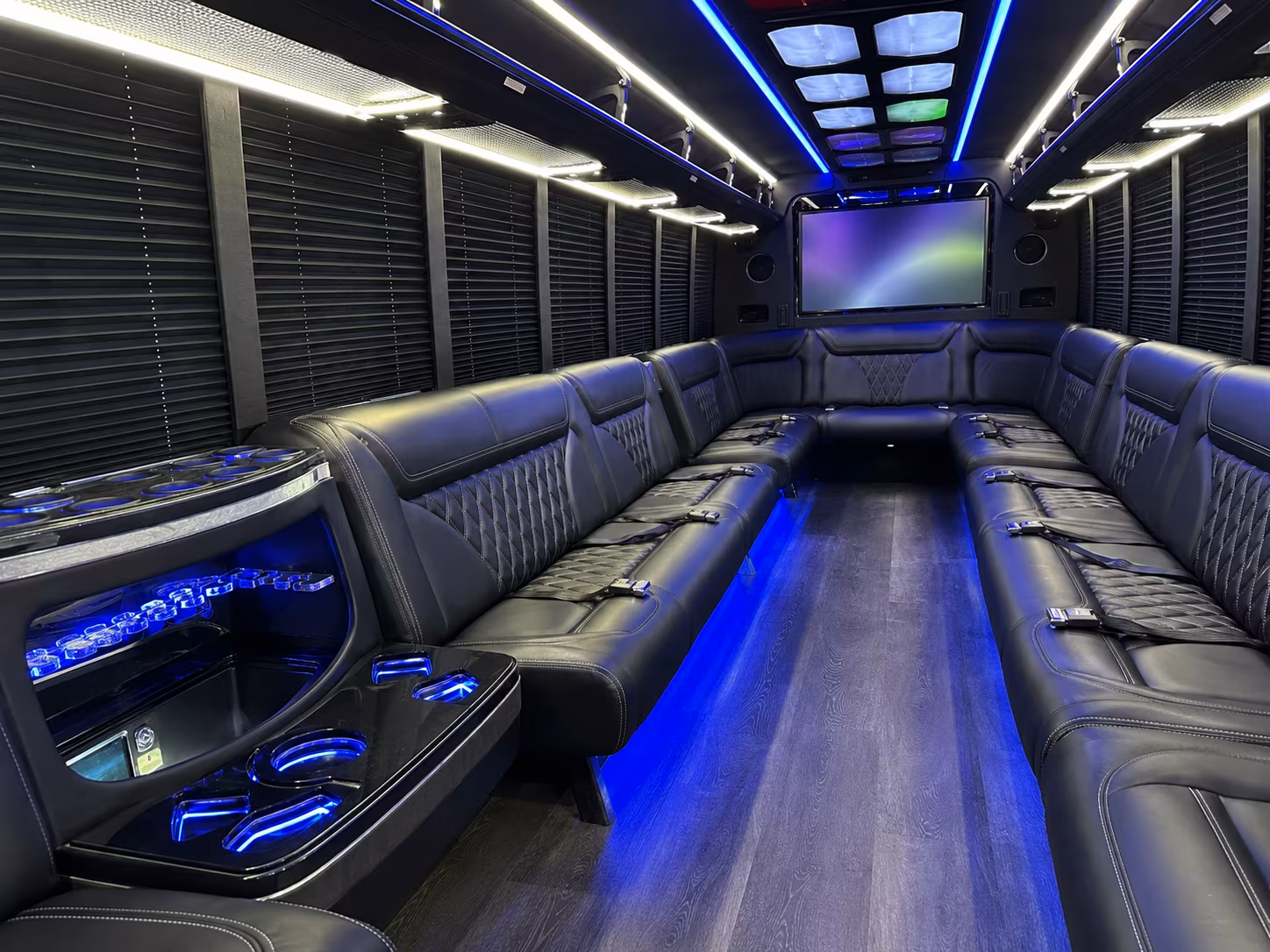 savannah 20 passenger party bus inside