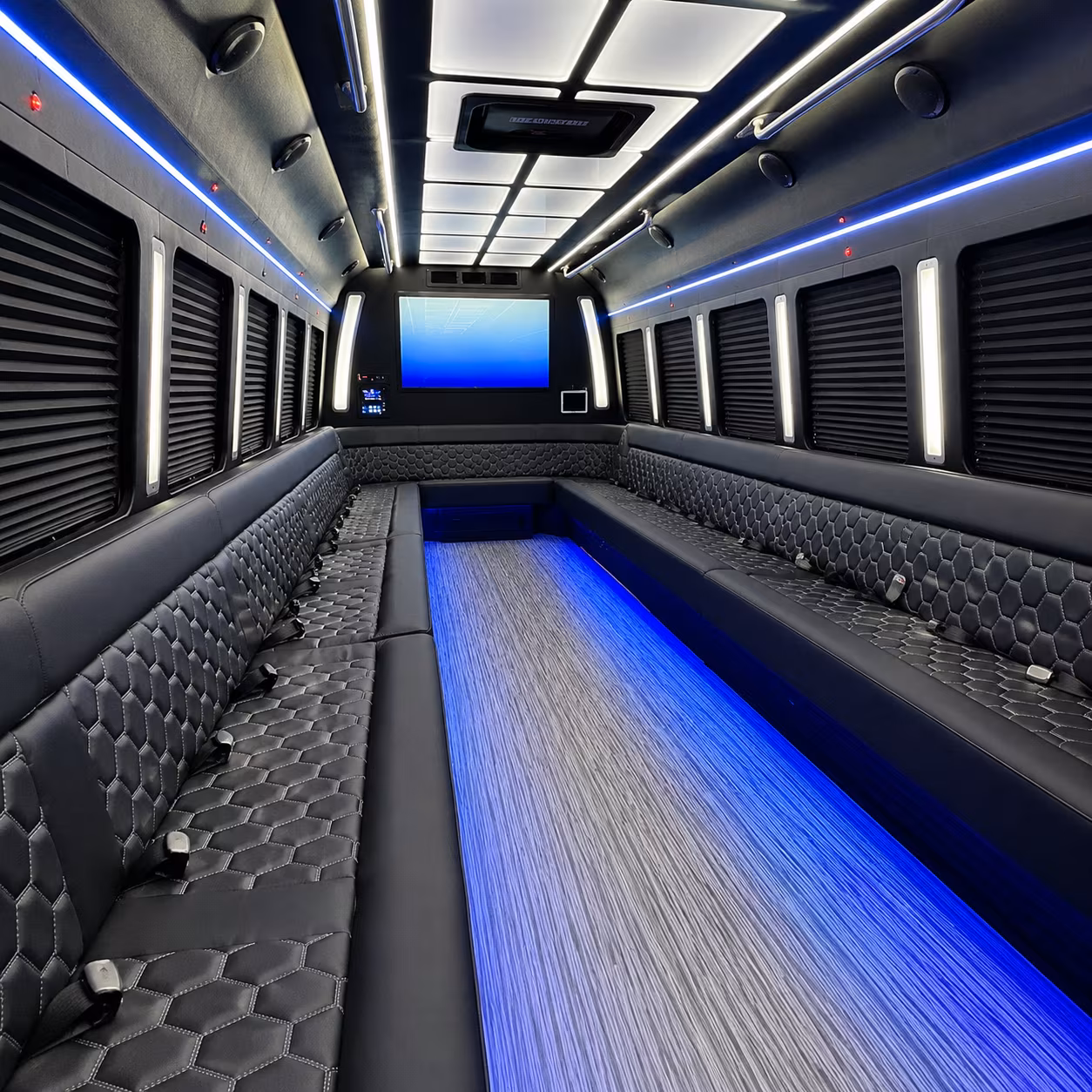 savannah 50 passenger party bus inside